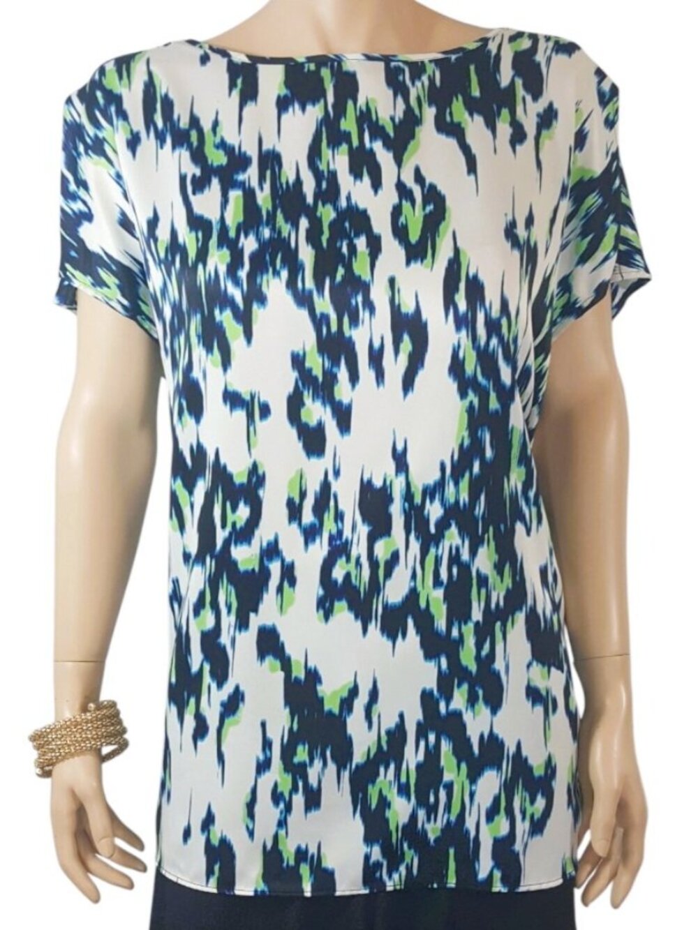 Liz Claiborne Blue Green Abstract Print Blouse Plus 3X NWT